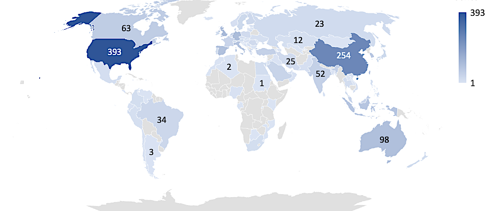 A map of the world with numbers

Description automatically generated